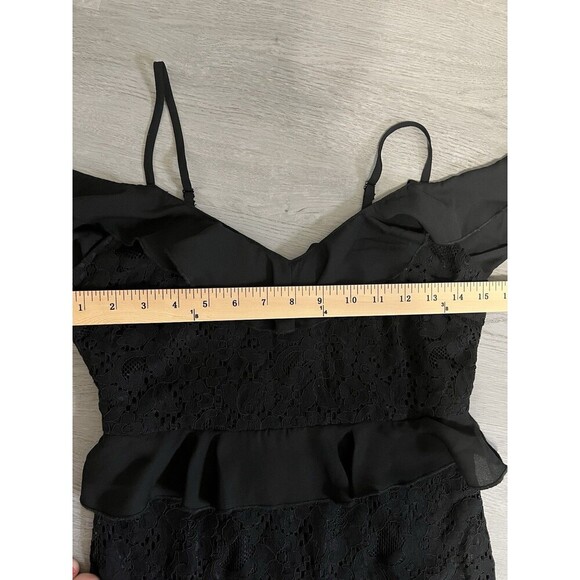 Lulu’s XS Romance Dance Floral Lace Embroidered Off Shoulder Midi Ruffle Dress - Picture 8 of 11